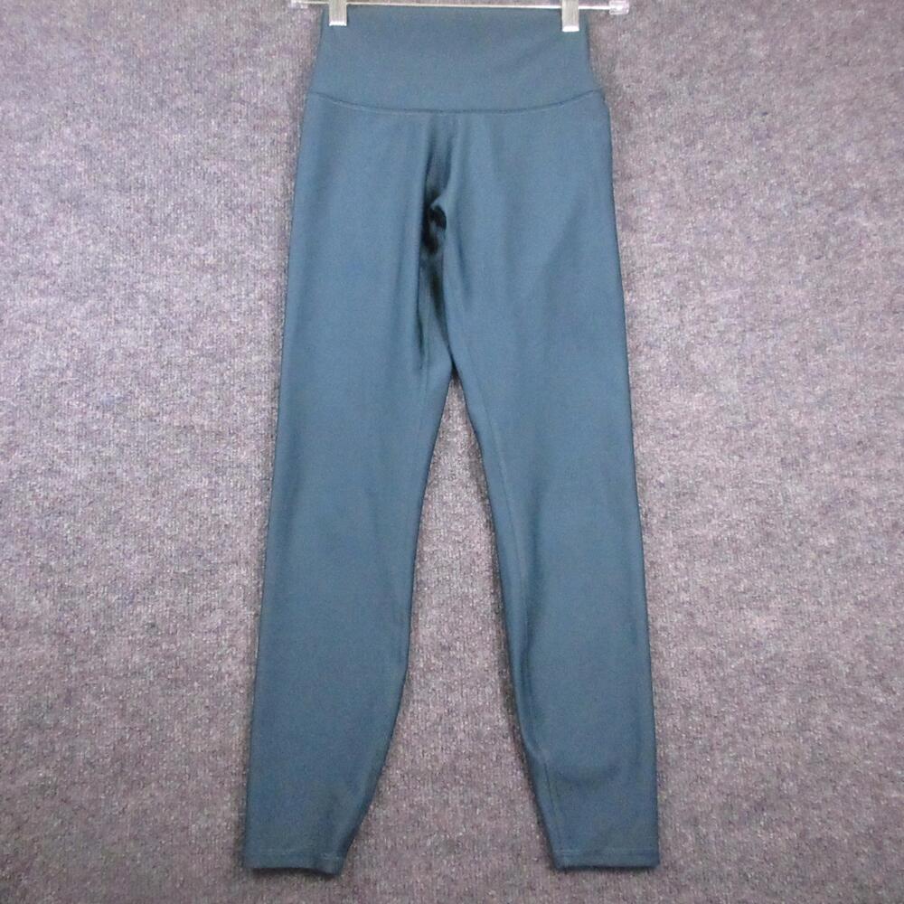 Alo Yoga Leggings Womens XS Green High Rise Ankle Yoga Pants Athletic Stretch